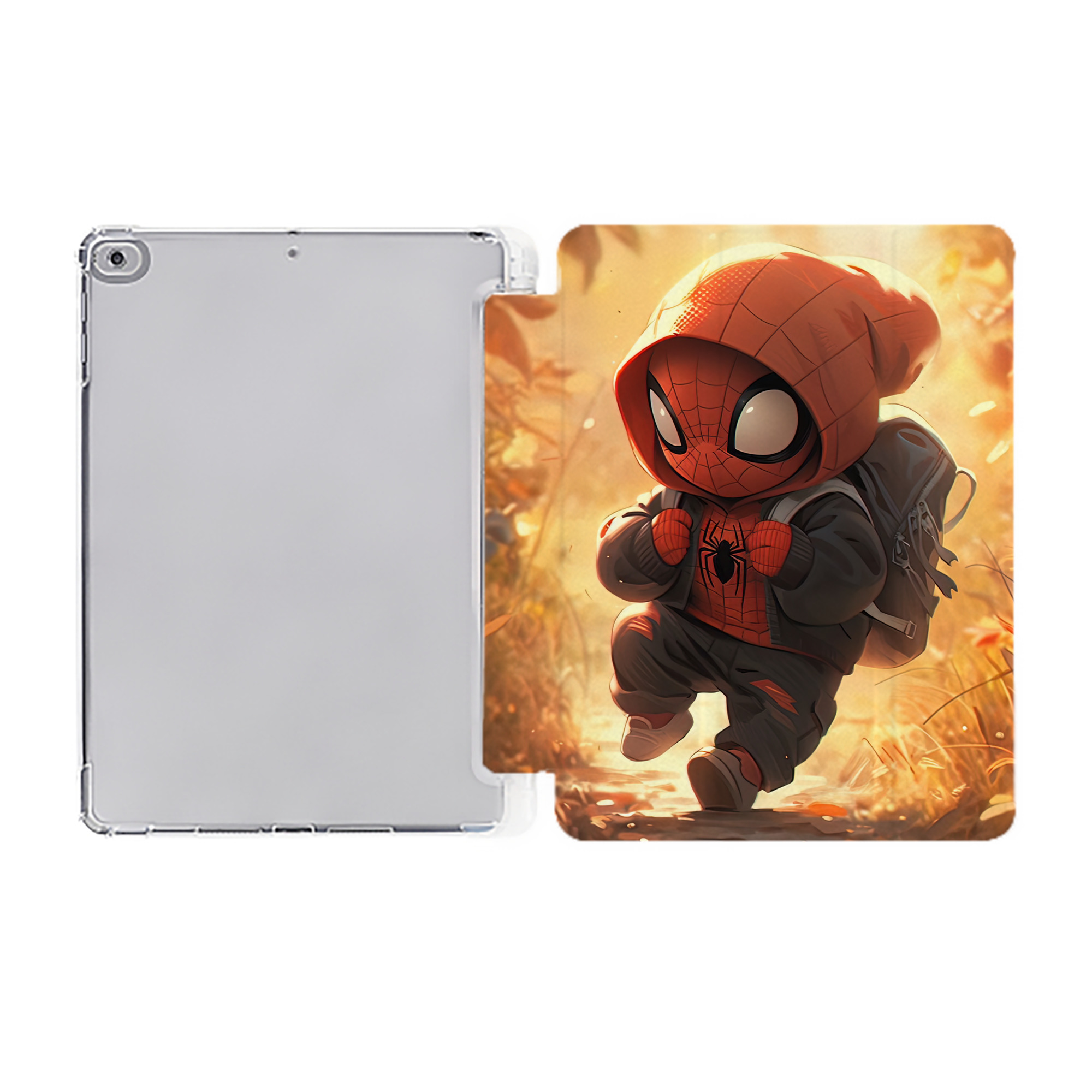 （画像用） Spider Man スパイダーマン IPad ケース ペン収納付き 三つ折りスタンド PUレザー×シリコン 対応機種9.5/10.5/10.9インチ